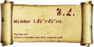 Widder Lóránt névjegykártya
